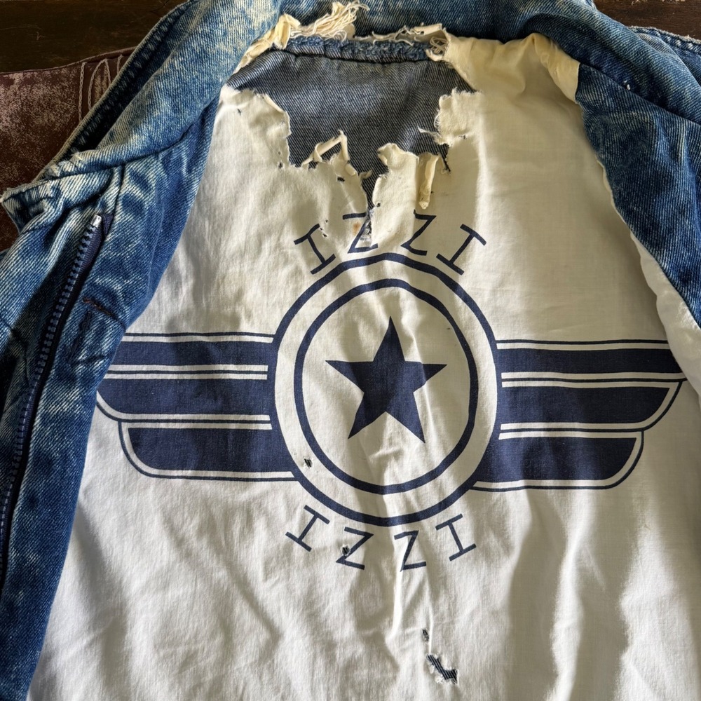 Heavily Distressed Denim Trench Coat Jacket Unisex L Large Grunge Goth Oversize - Picture 3 of 14